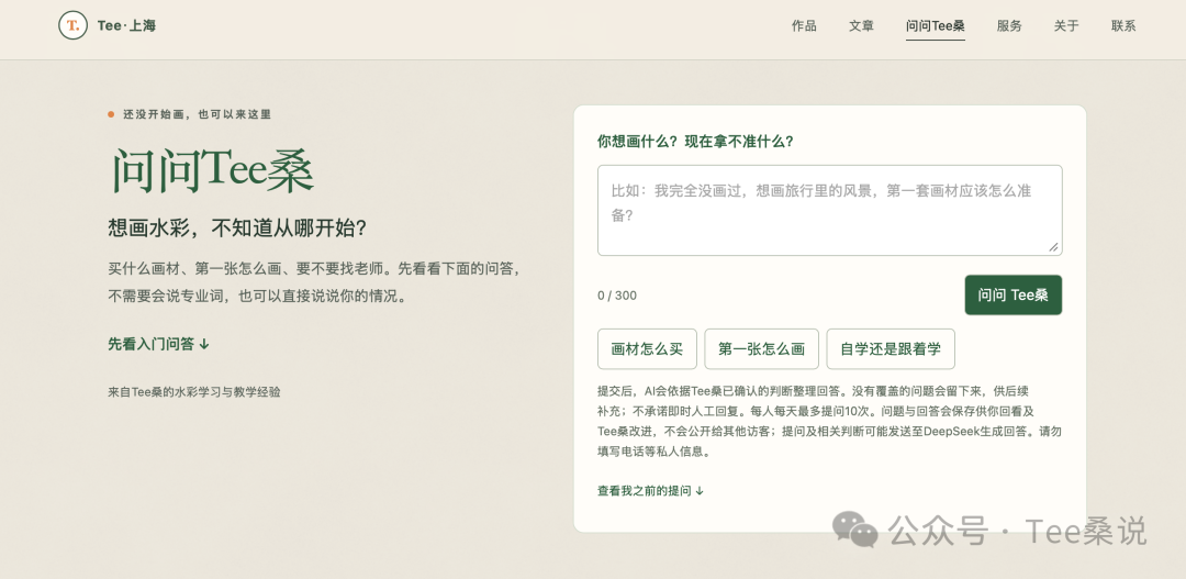 问问Tee桑网站入门问答页面