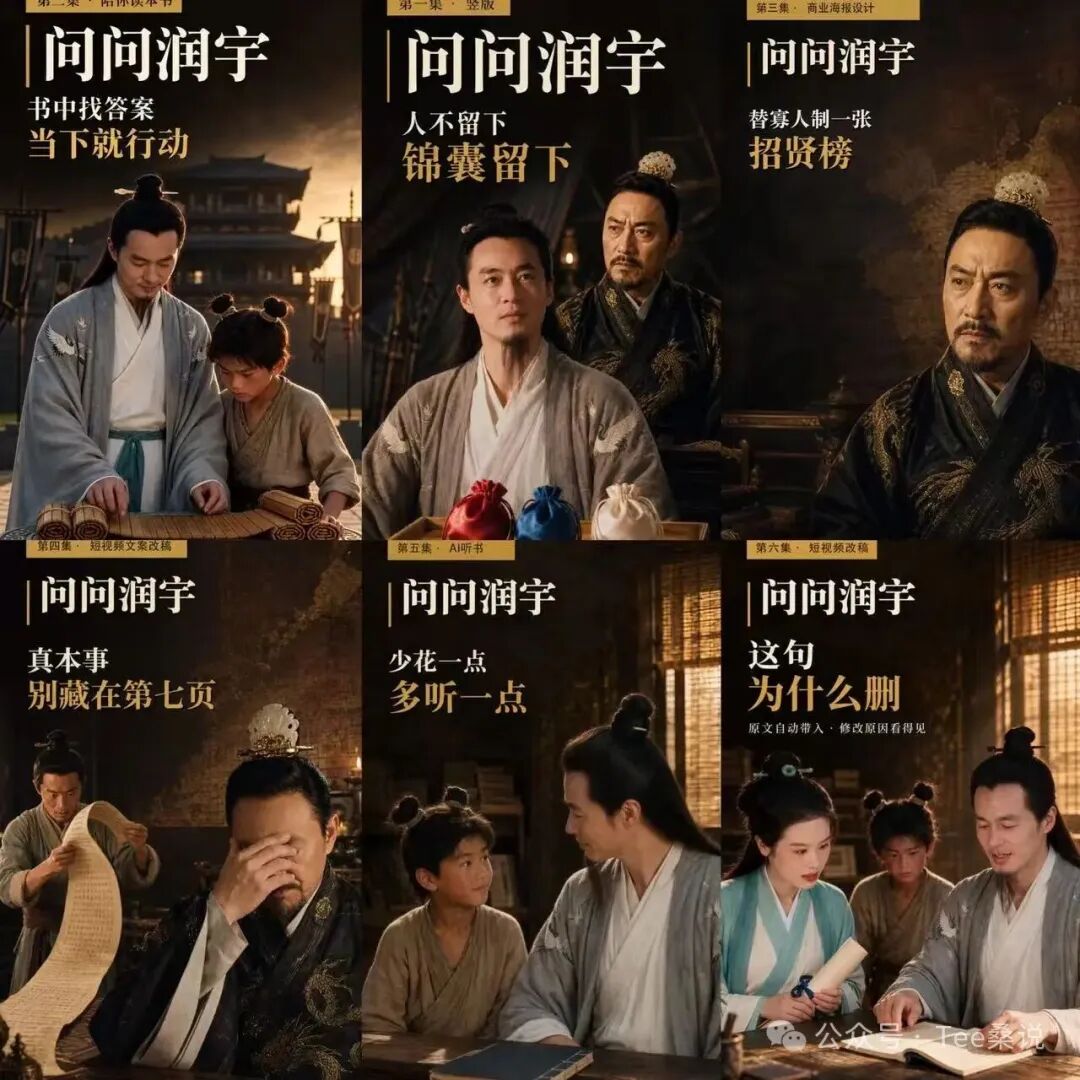 问问润宇六集AI故事短片封面拼图