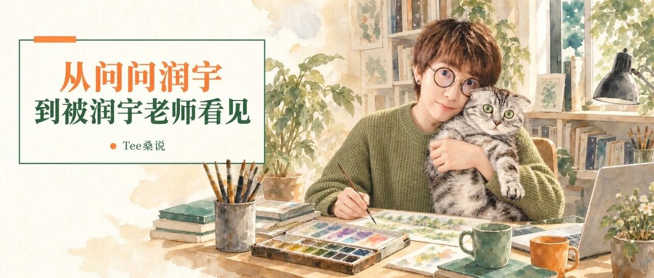 Tee桑抱着三木拿画笔,题字从问问润宇到被润宇老师看见